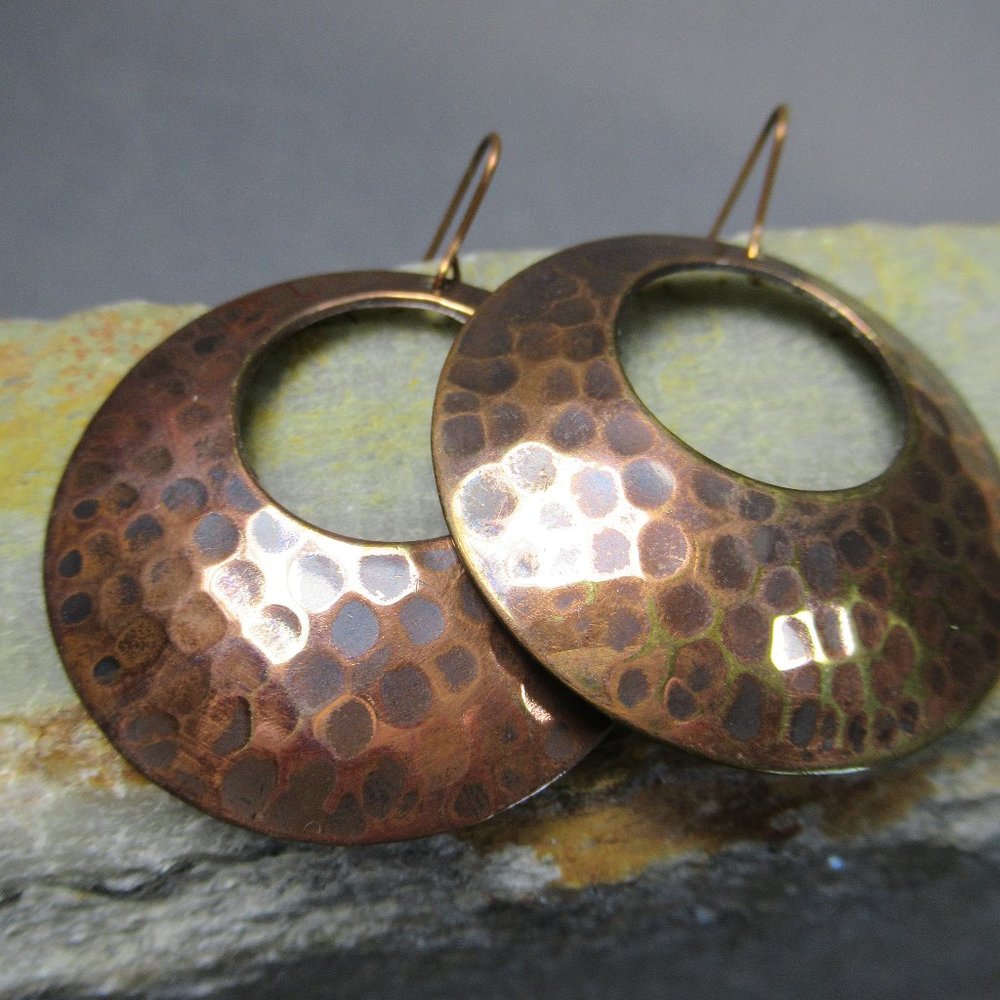 Copper Cheetah Spot Earrings, Artisan Pure Metals